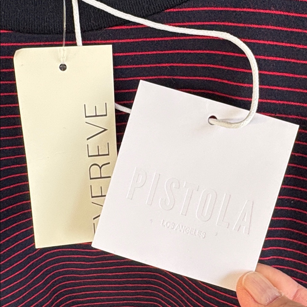 NWT PISTOLA Marina Striped Tee Navy Red Size Medium Retail $74.00 - Picture 5 of 9